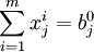 \sum_{i=1}^m x_j^i = b_j^0